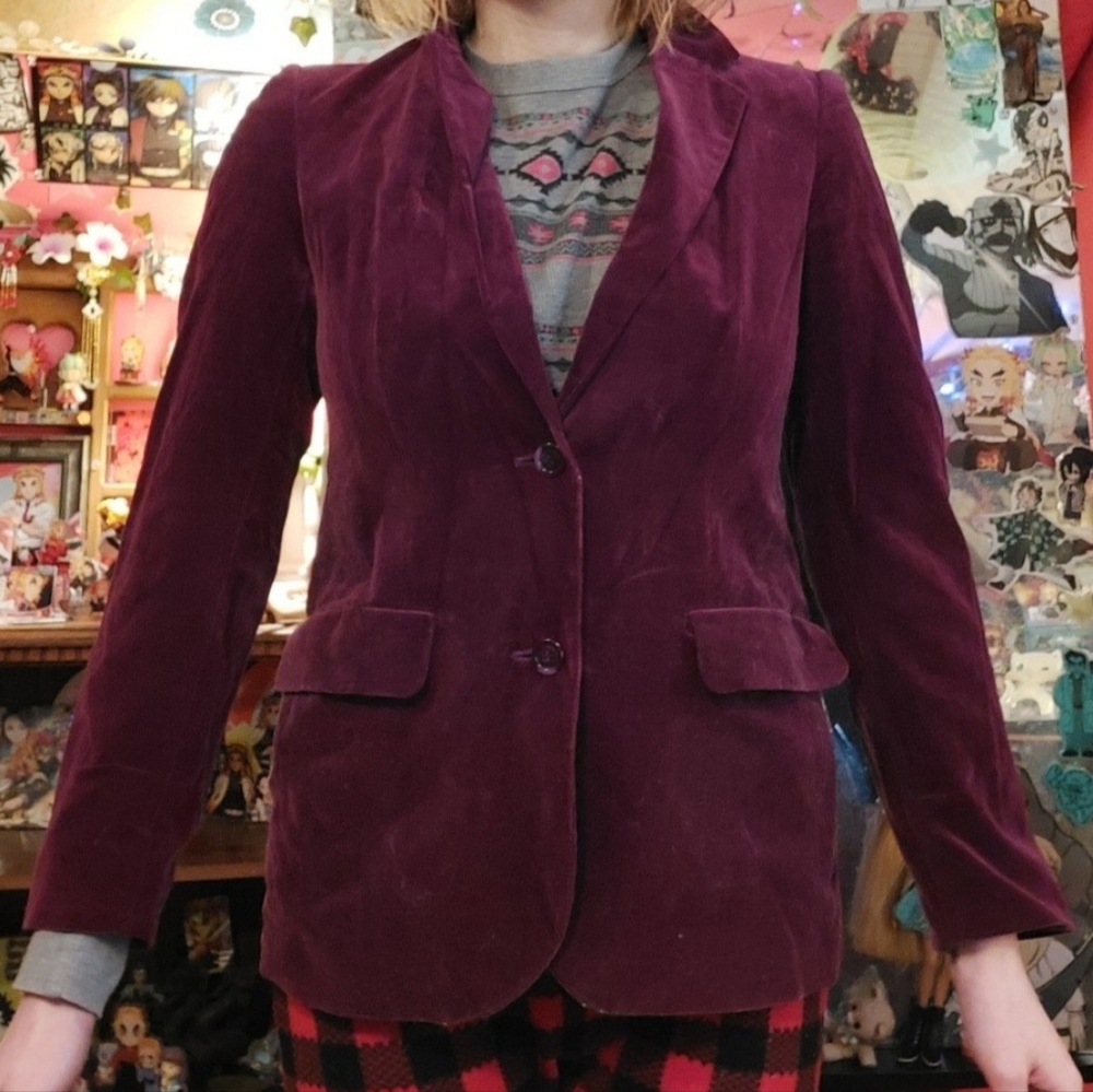 Maroon Velvet Blazer
